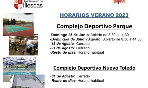 Horarios verano instalaciones deportivas Illescas