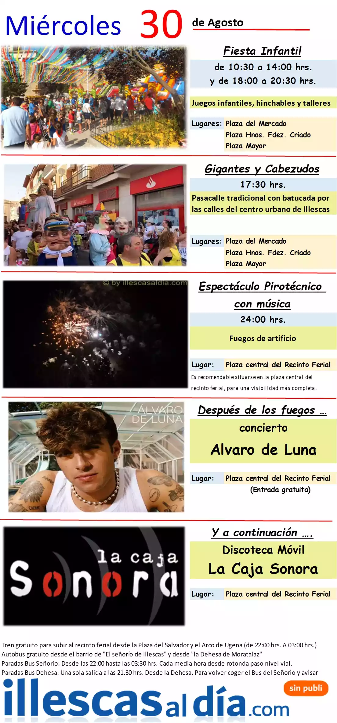 Fiestas Illescas 2023. Actos Miercoles dia 30