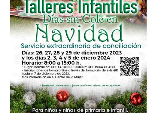 Talleres infantiles «días sin cole» Navidad Illescas 2023