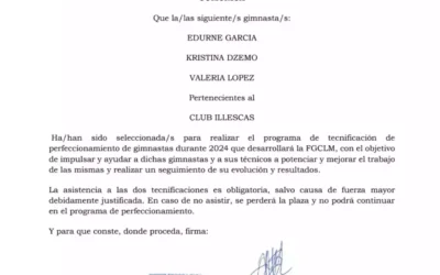 Tres Gimnastas del Club Rítmica Illescas seleccionadas para programa de tecnificación