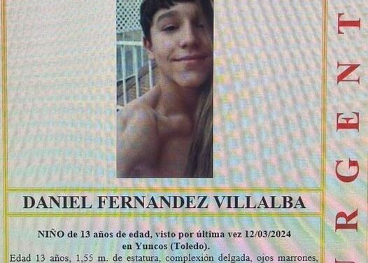 Joven desparecido visto por última vez en Yuncos. Máxima difusión