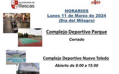 Horarios instalaciones deportivas fiestas Milagro Illescas 2024