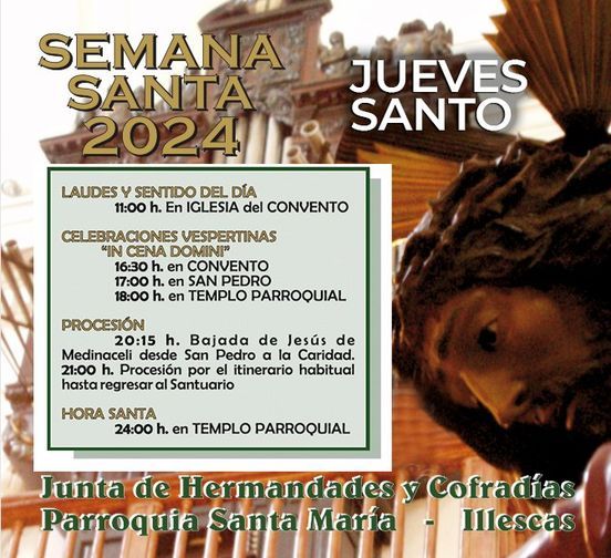 Semana Santa Illescas 2024. Programación religiosa Jueves Santo