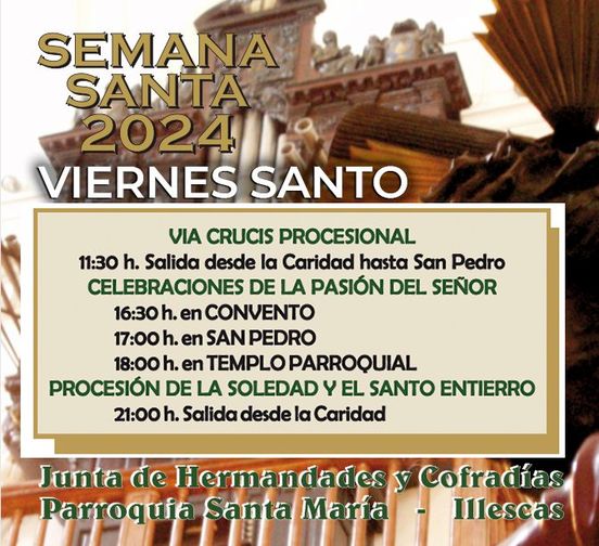 Semana Santa Illescas 2024. Programación religiosa Viernes Santo