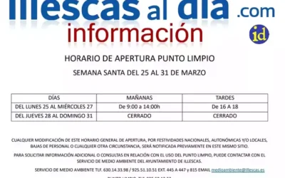 Horarios apertura Punto Limpio durante Semana Santa Illescas 2024