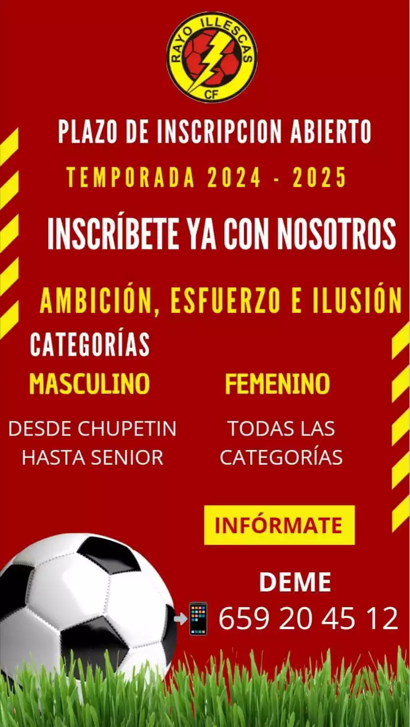 CF Rayo Illescas, abierto plazo de inscripción. Todas las categorías