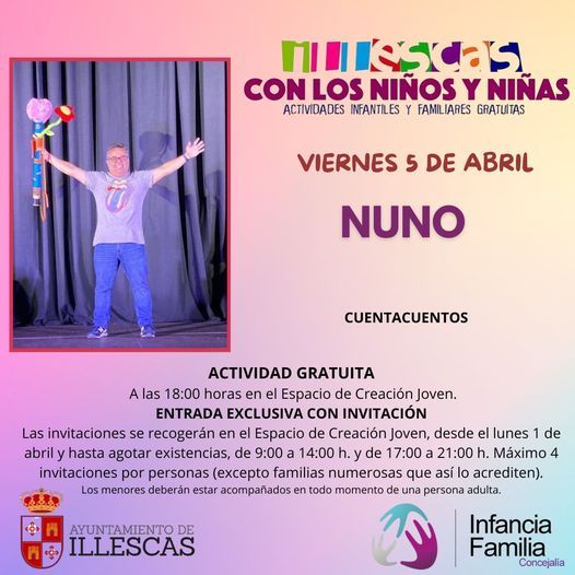Actividades infantiles en Illescas. Cuentacuentos "Nuno" día 5 de Abril