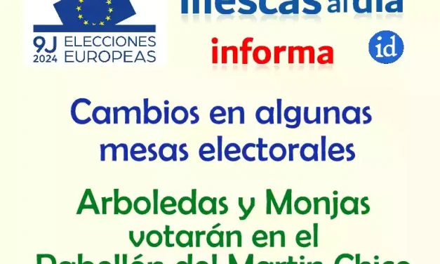 Cambio en algunas mesas electorales en las  elecciones al Parlamento Europeo