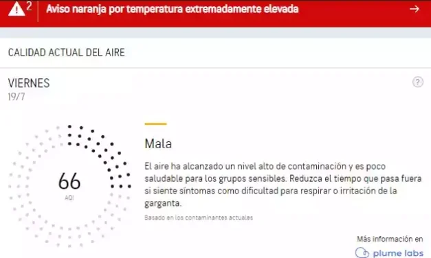 Empeora el índice de calidad del aire en Illescas (datos: 05:00 hrs.)
