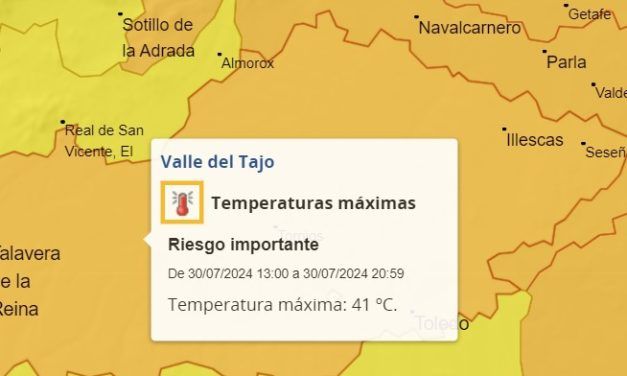 Hoy alerta naranja y 41 grados en la zona de Illescas. Miércoles y jueves alerta amarilla