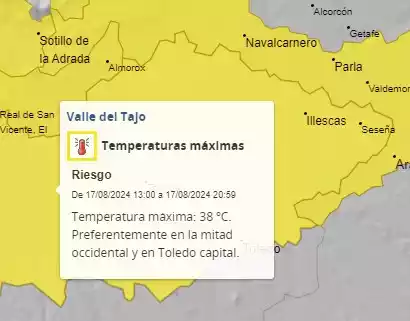 Aviso amarillo Temperaturas zona Illescas