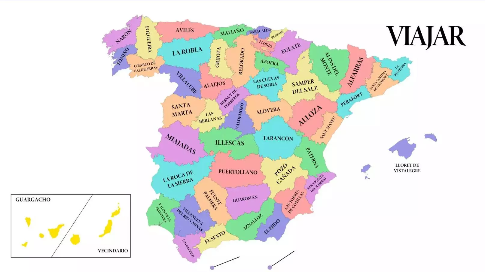 Mapa pueblos más feos de España según VIAJAR