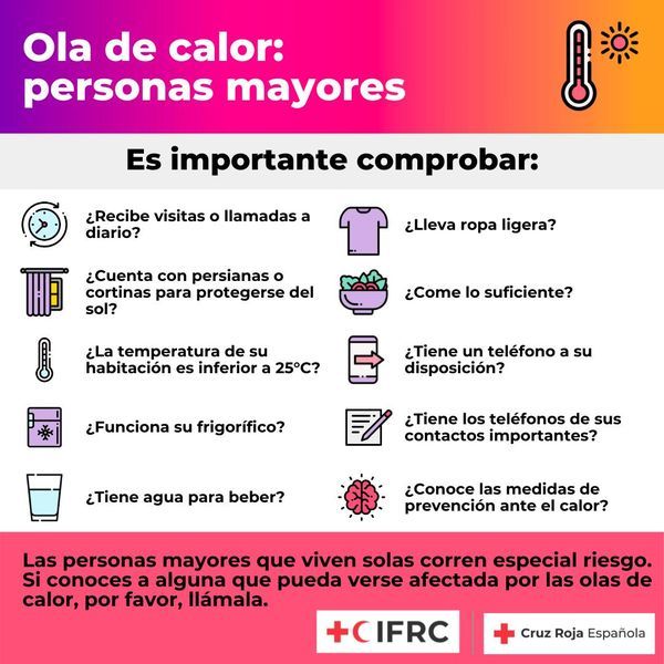 Consejos ola de calor personas mayores