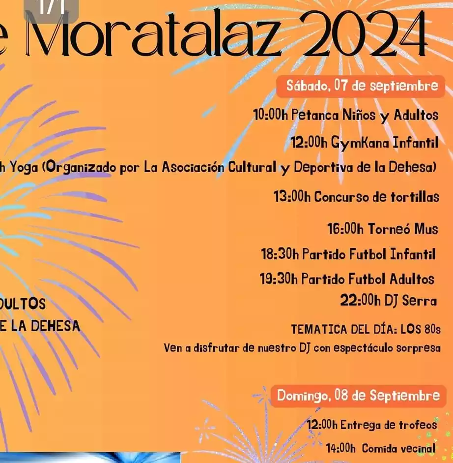 Programa fiestas Dehesa de Moratalaz