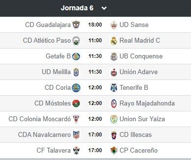 Enfrentamientos Jornada 6