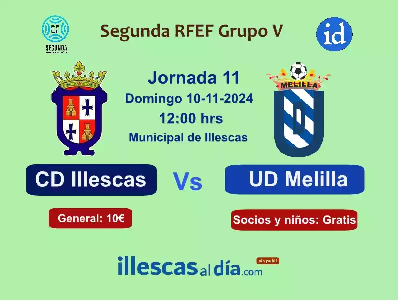 Partido Jornada 11 2ª RFEF CD Illescas - UD Melilla