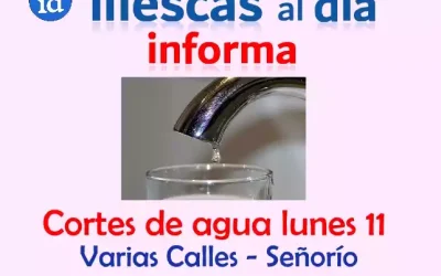 Mañana lunes 11. Cortes de Agua en varias calles del Señorío de Illescas