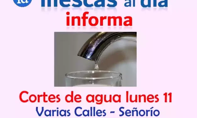 Mañana lunes 11. Cortes de Agua en varias calles del Señorío de Illescas