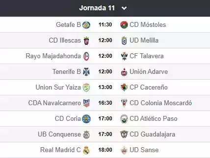 Enfrentamientos Jornada 10 2ª RFEF