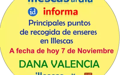 Principales puntos de recogida de enseres a día 7 de Noviembre en Illescas