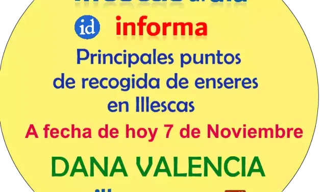 Principales puntos de recogida de enseres a día 7 de Noviembre en Illescas