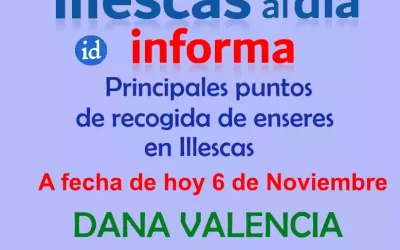 Illescas. Actualizado principales puntos de recogida de enseres a día 6 de Noviembre