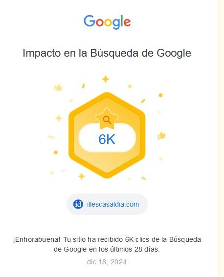 google search. illescasaldia.com 6.000 clic