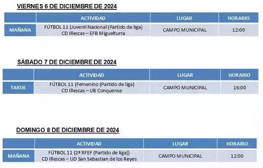 Programación deportiva 6, 7 y 8 de Diciembre