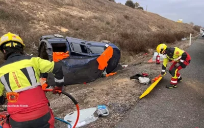 Vuelco de un vehículo en la A-42 a la altura de Illescas (hay fotos)