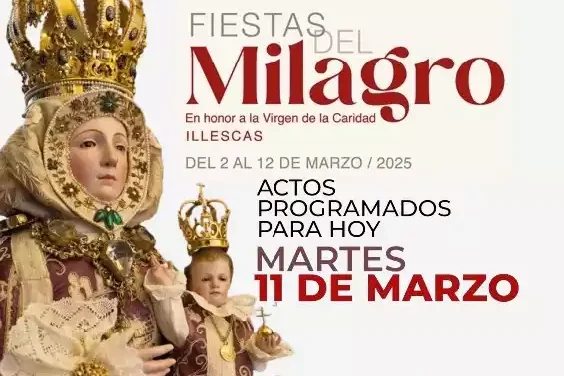 Programación para hoy Martes 11 Fiestas de Milagro Illescas 2.025.