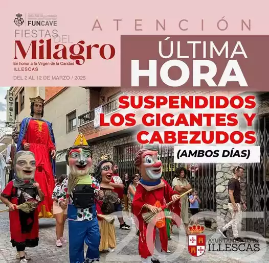 Gigantes y cabezudos, suspendido