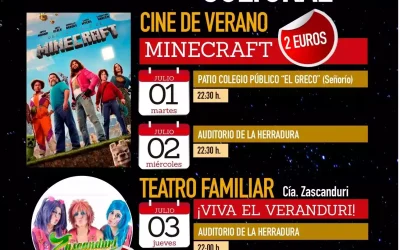 Programación días próximos en Verano Cultural Julio 2025 Illescas. Cine y Teatro.