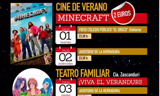 Programación días próximos en Verano Cultural Julio 2025 Illescas. Cine y Teatro.