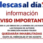 Retraso en la apertura de la Avda. de las Naciones. El bus Madrid-Toledo seguirá sin servicio en la zona