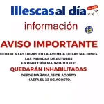El bus Madrid-Toledo a su paso por Av. de las Naciones y Señorío no funcionará hasta el día 22