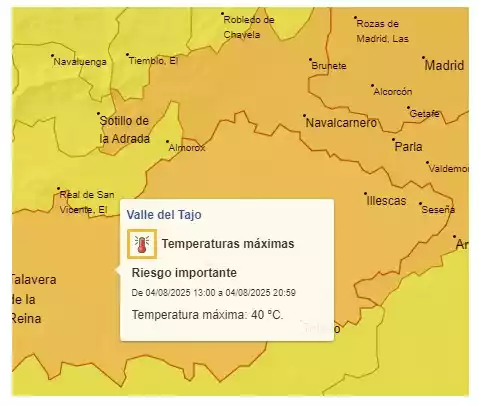 temperaturas Illescas 4 agosto