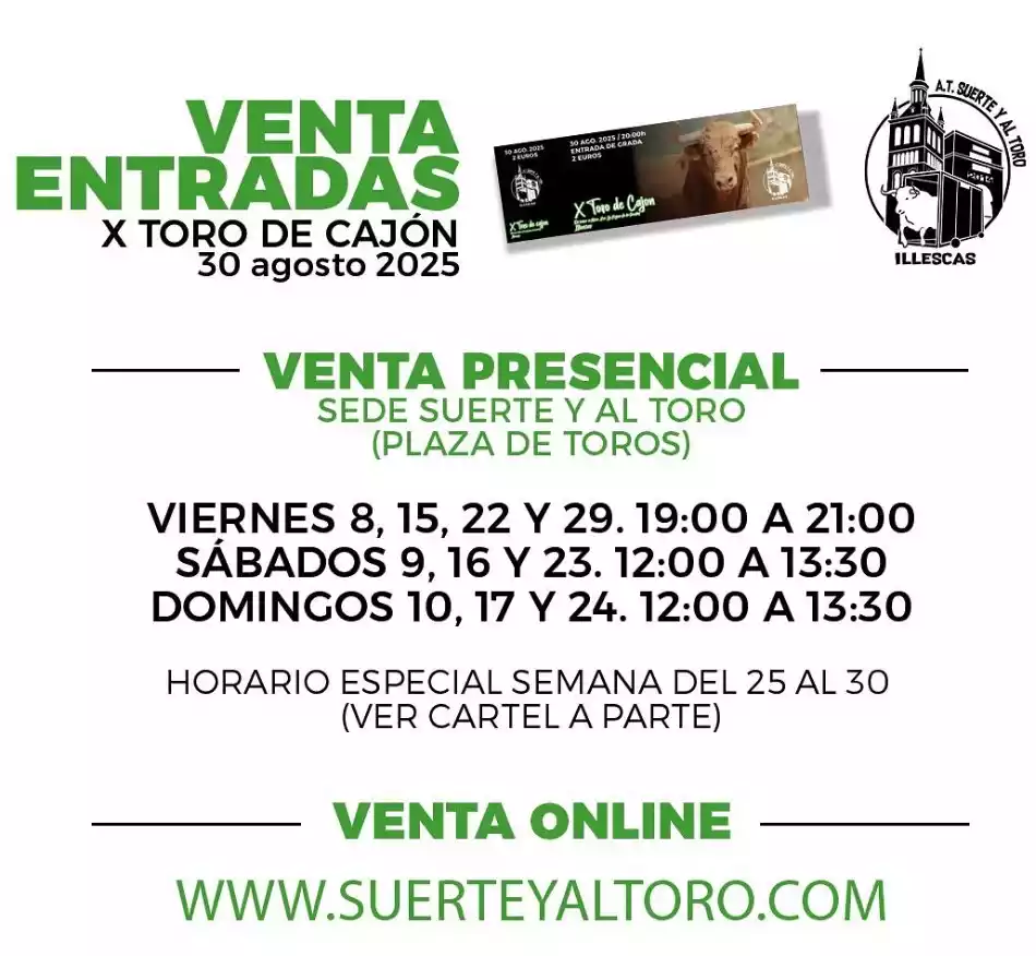 venta entradas toro cajon 2025 Toro de Cajón Illescas 2.025