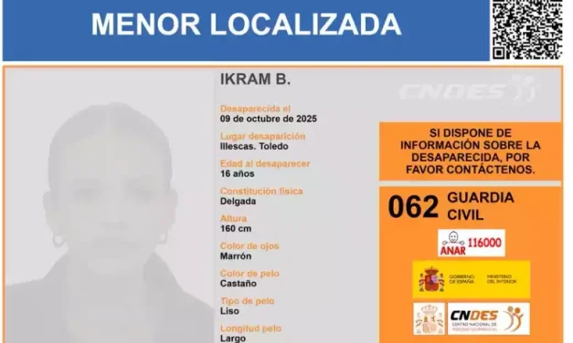 Localizada la menor desaparecida en Illescas