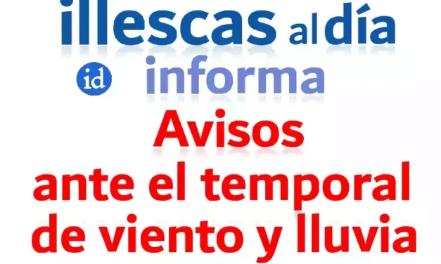 Suspendidas actividades al aire libre en Illescas. Avisos sobre el temporal