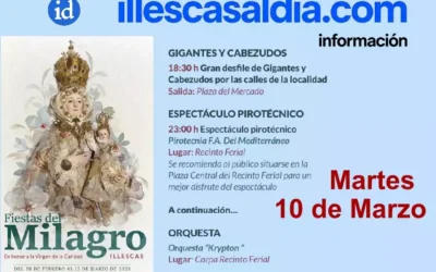 Martes 10 de Marzo. Programación Fiestas Milagro Illescas 2026