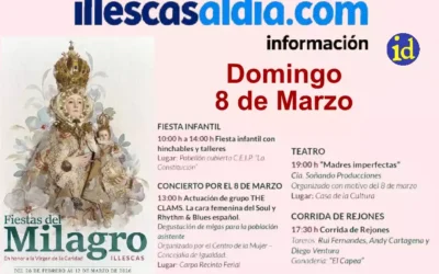 Fiestas Milagro Illescas 2026. Programación para el Domingo 8 de Marzo