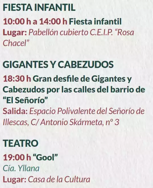 Fiestas Milagro Illescas 2026. Programación Miercoles 11 de Marzo