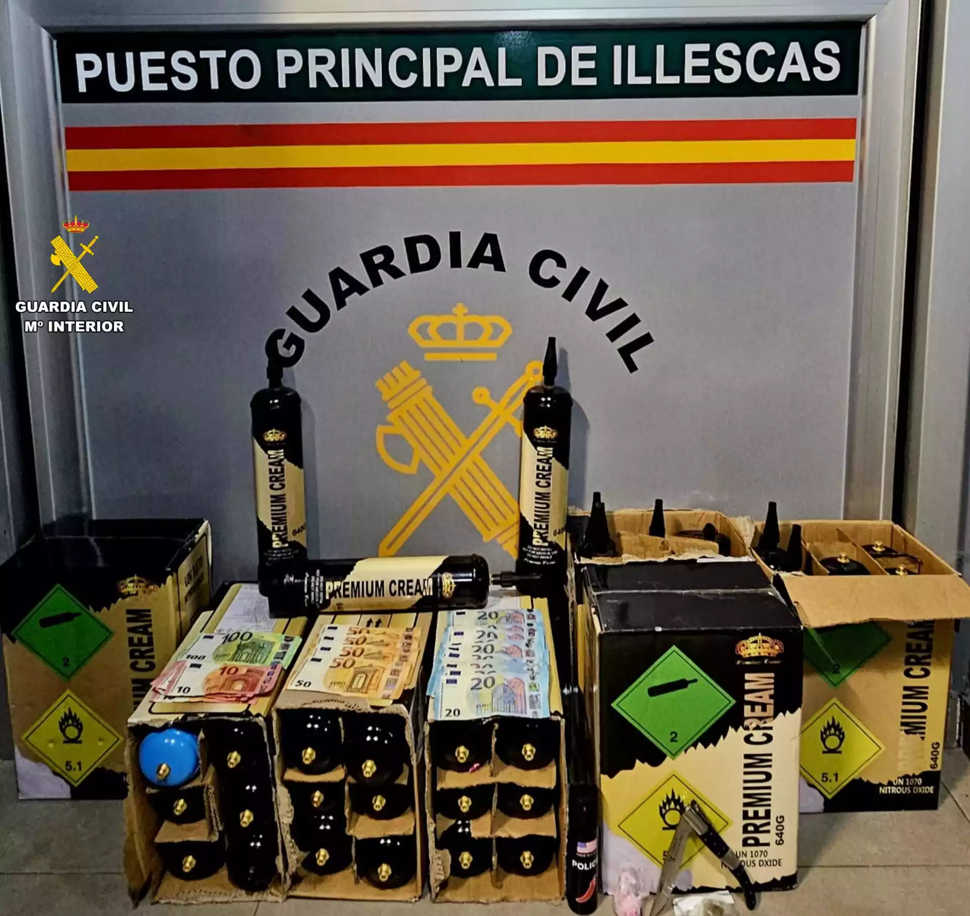 Gas de la risa incautado por la Guardia Civil