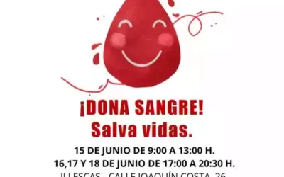Del 15 al 18 de Junio puedes donar sangre en Illescas
