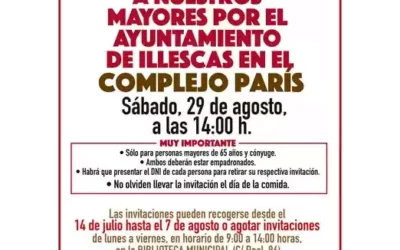 Las invitaciones para la comida de los mavores se podrán recoger a partir del martes 14